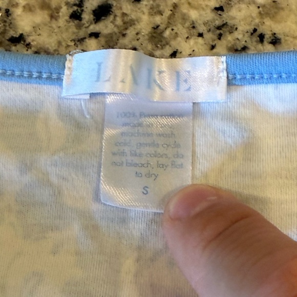 Lake Women's Pima Nightgown Blue with Flowers - Small - Picture 3 of 3